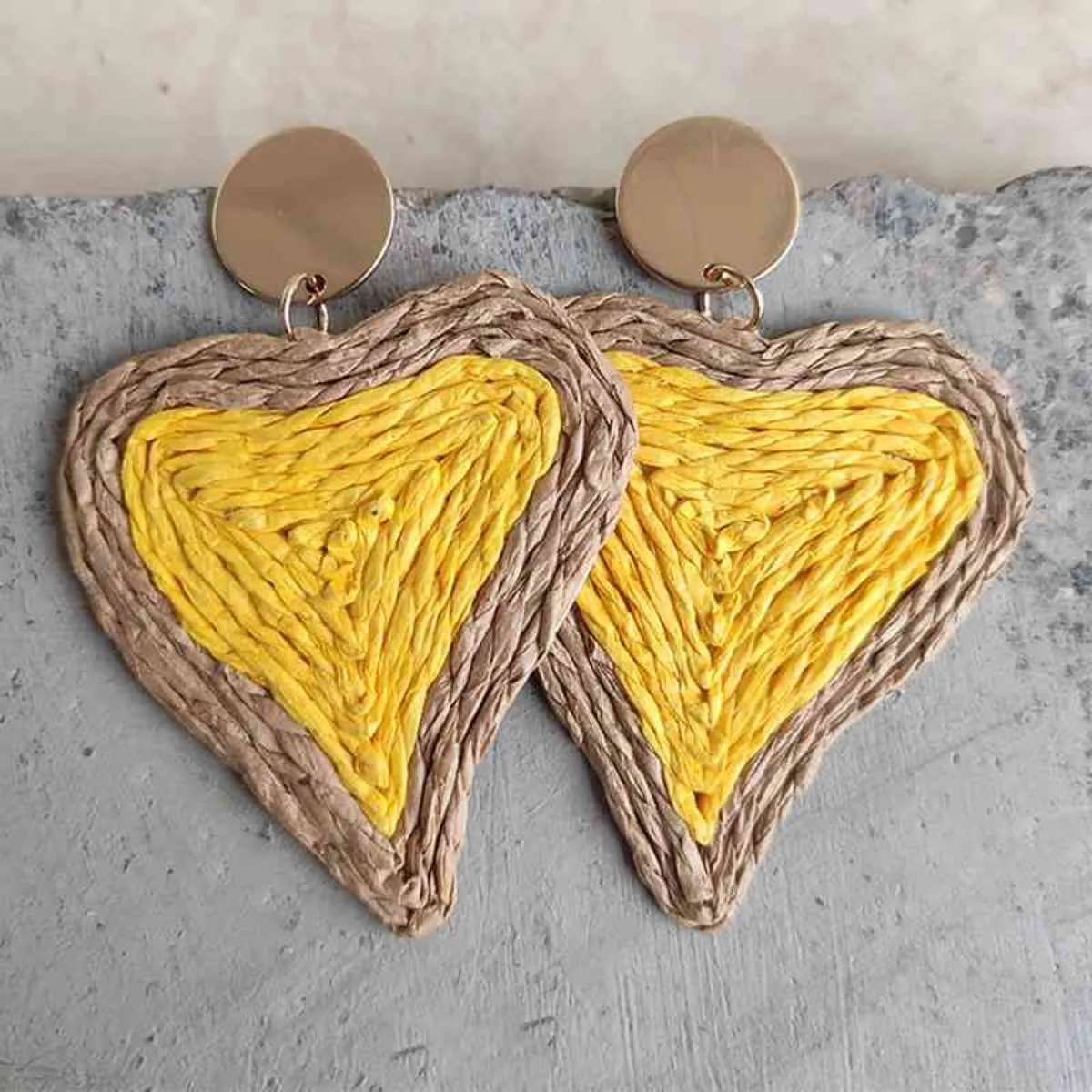 Raffia Grass Heart Earrings