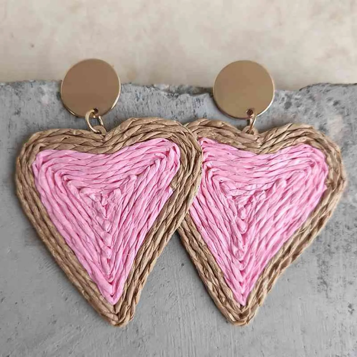 Raffia Grass Heart Earrings