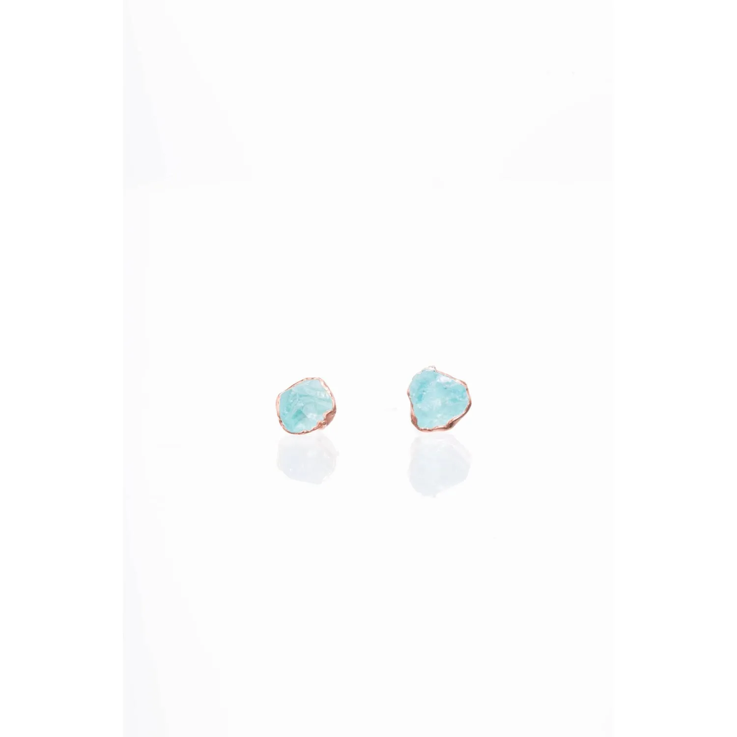 Raw Apatite Stud Earrings in Rose Gold