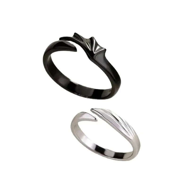 Retro Devil Angel Couple Rings for Women Men Simple Titanium Steel Tail Ring Ttrendy Fashion Jewelry Gifts Adjustable