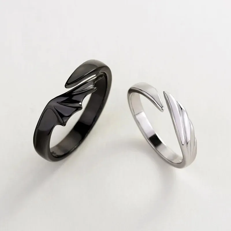 Retro Devil Angel Couple Rings for Women Men Simple Titanium Steel Tail Ring Ttrendy Fashion Jewelry Gifts Adjustable