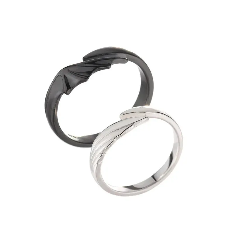 Retro Devil Angel Couple Rings for Women Men Simple Titanium Steel Tail Ring Ttrendy Fashion Jewelry Gifts Adjustable