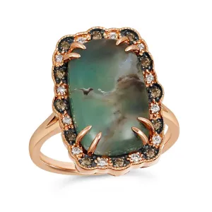 Rose Gold Ring featuring Peacock Aquaprase™ and Chocolate Diamonds