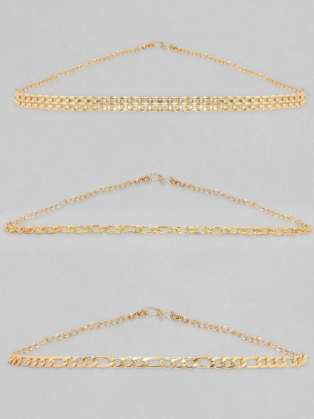 Rubans Voguish 18K Gold Plated 3 Layer Chain Necklace Set.