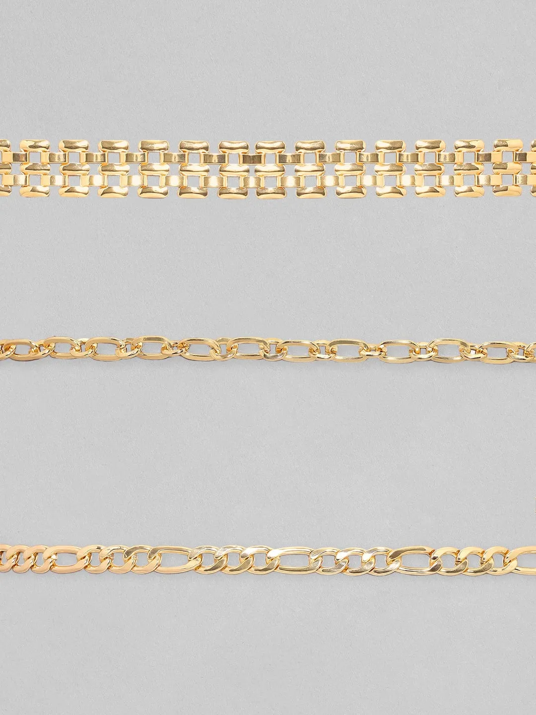 Rubans Voguish 18K Gold Plated 3 Layer Chain Necklace Set.