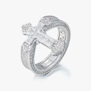 S925 Baguette Cross Ring