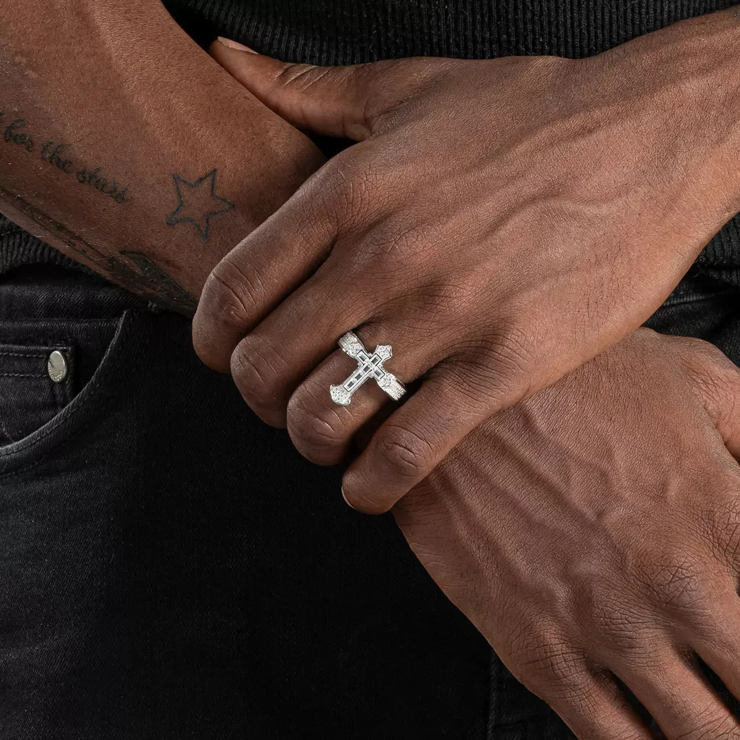 S925 Baguette Cross Ring