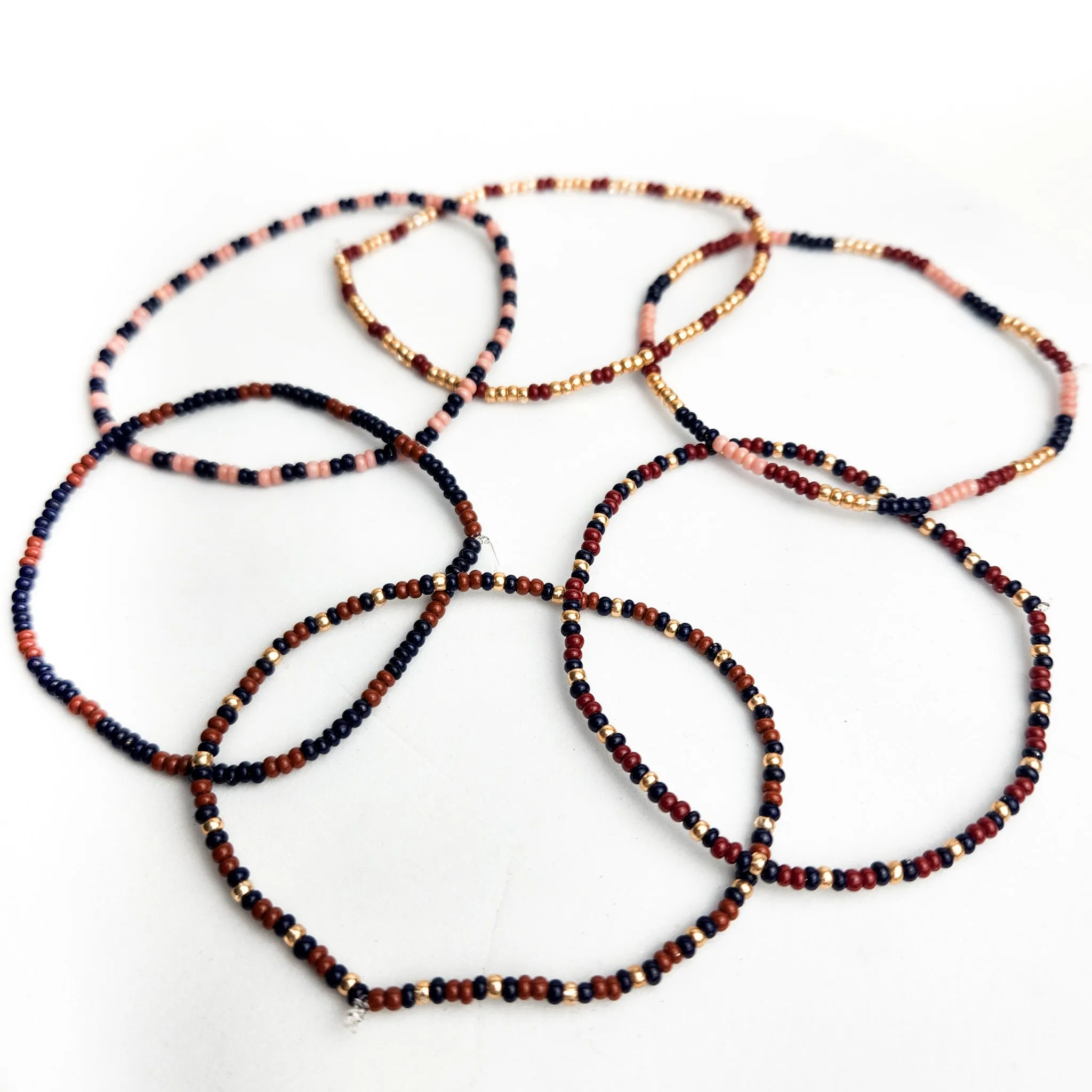 Sangria Seed Bead Bracelets - Set of 6