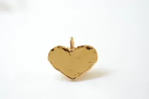 Shiny Vermeil Wholesale Gold Heart Charm - 18k gold plated over sterling silver flat gold heart pendant, Gold Heart Charm, Gold Heart Stamping, 87