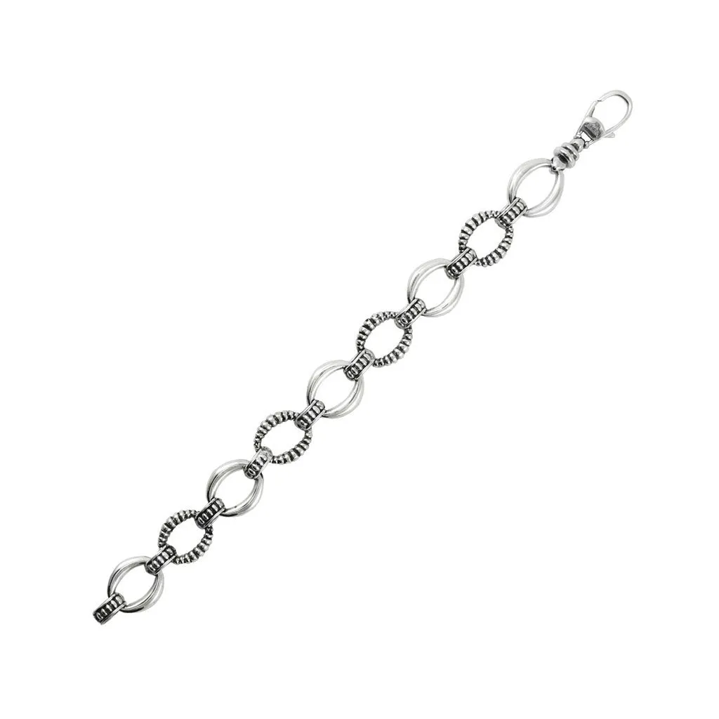 Signature Caviar Oval Fluted Link Bracelet