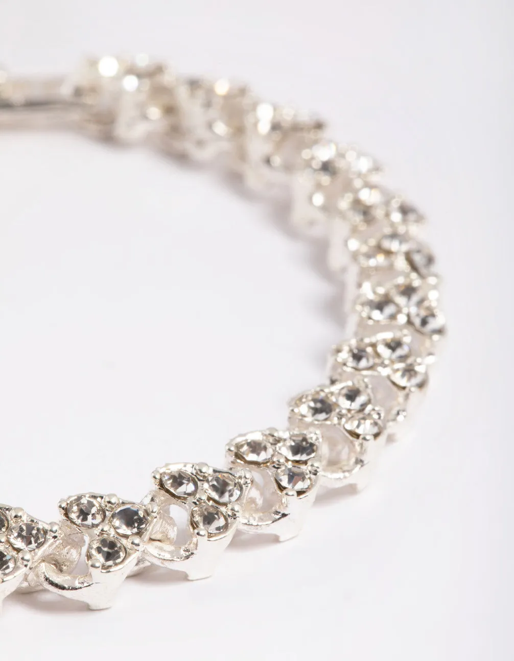 Silver Diamante Heart Clasp Bracelet