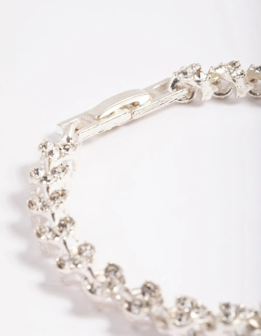 Silver Diamante Heart Clasp Bracelet