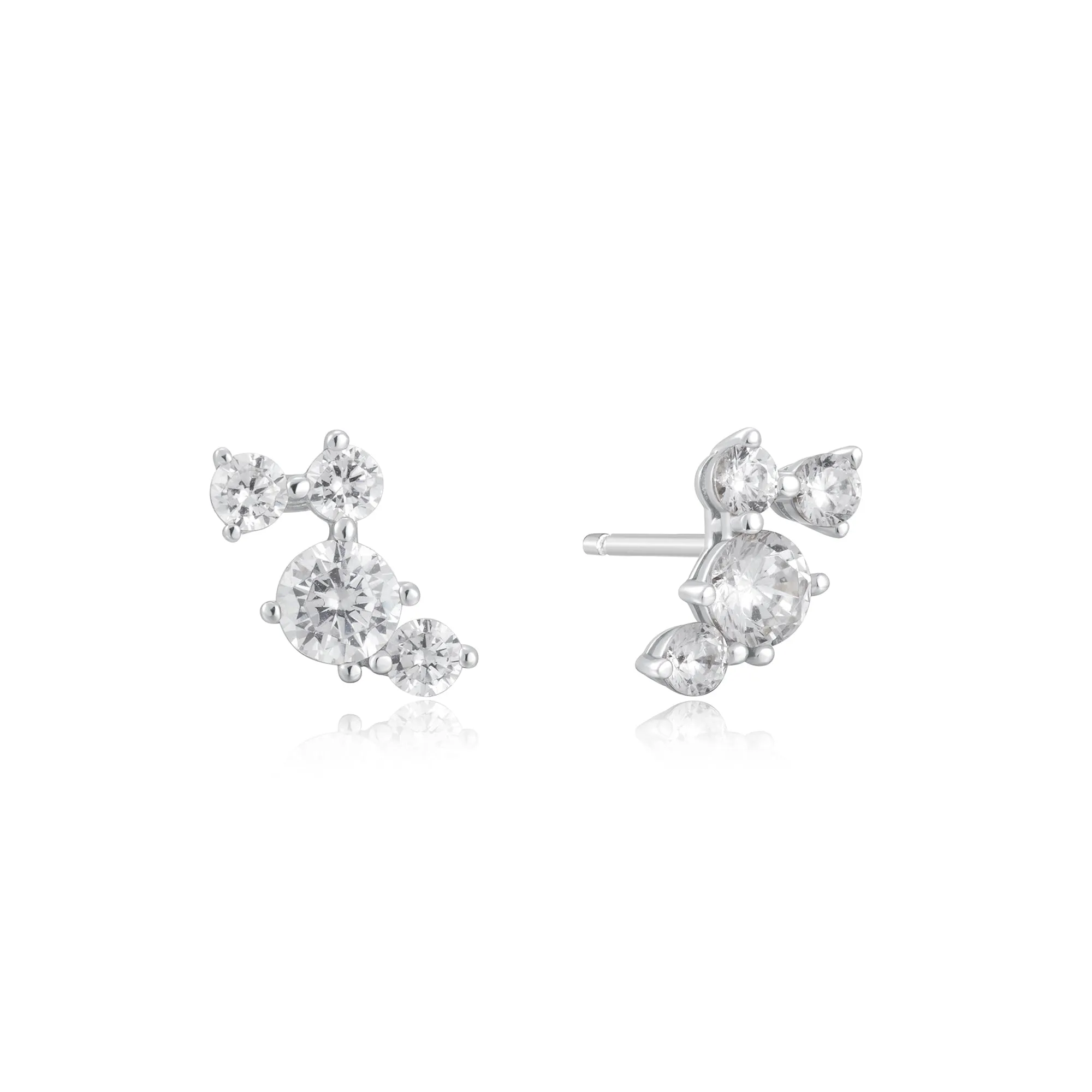 Silver Pavé Climber Stud  Earrings