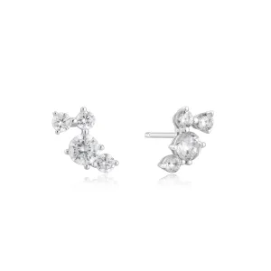 Silver Pavé Climber Stud  Earrings