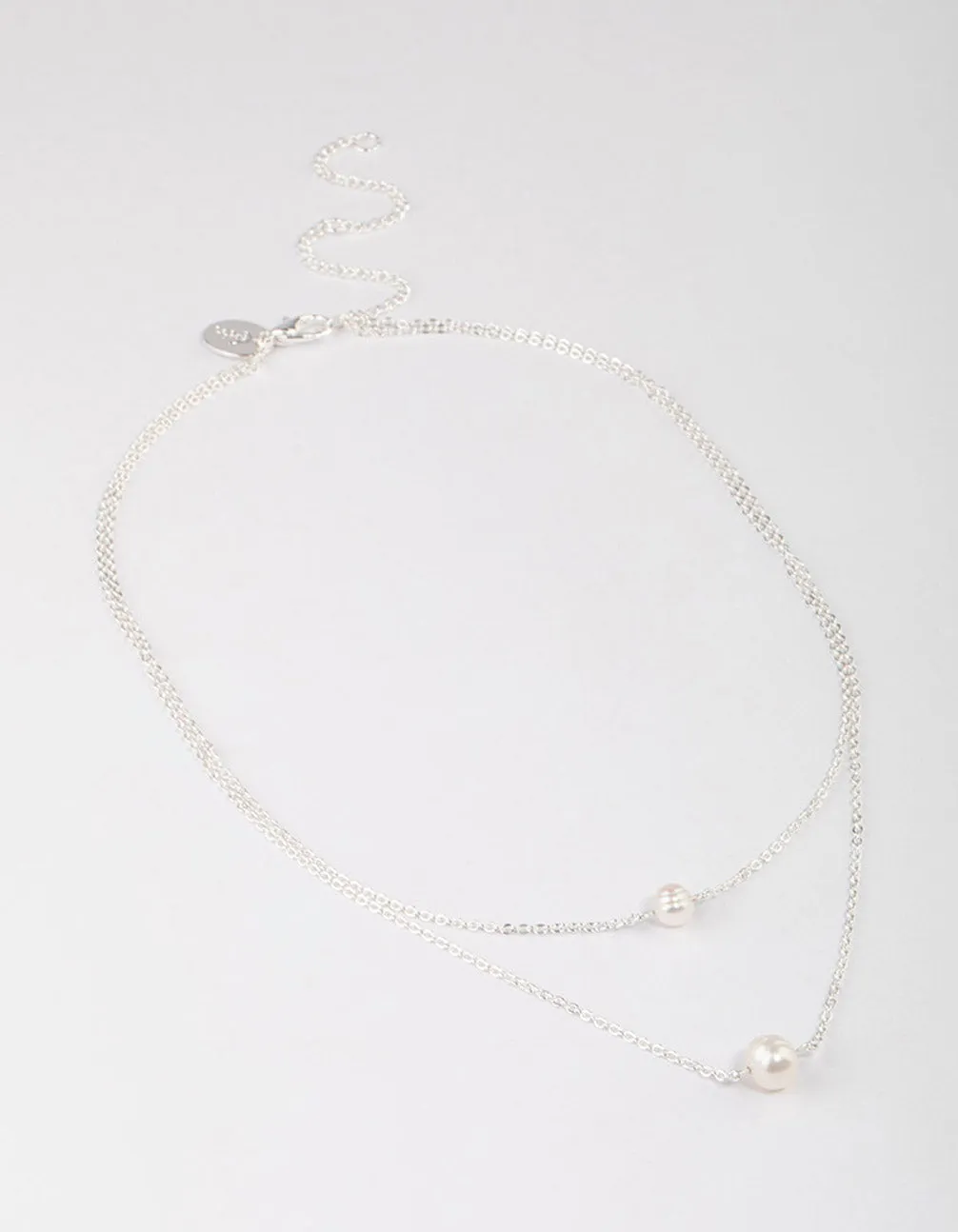 Silver Plated Double Freshwater Pearl Double Layer Necklace