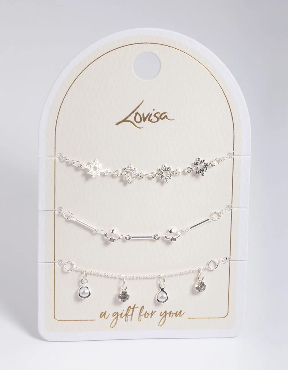 Silver Star & Pearl Droplet Charm Bracelet Pack