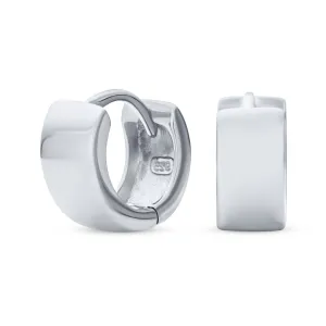 Simple Wide Hoop Huggie Earrings for Men 14K Gold Plated Sterling Silver