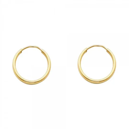 Small Gold Plain Huggie Hoop Earrings 15MM Wide Model-ER123