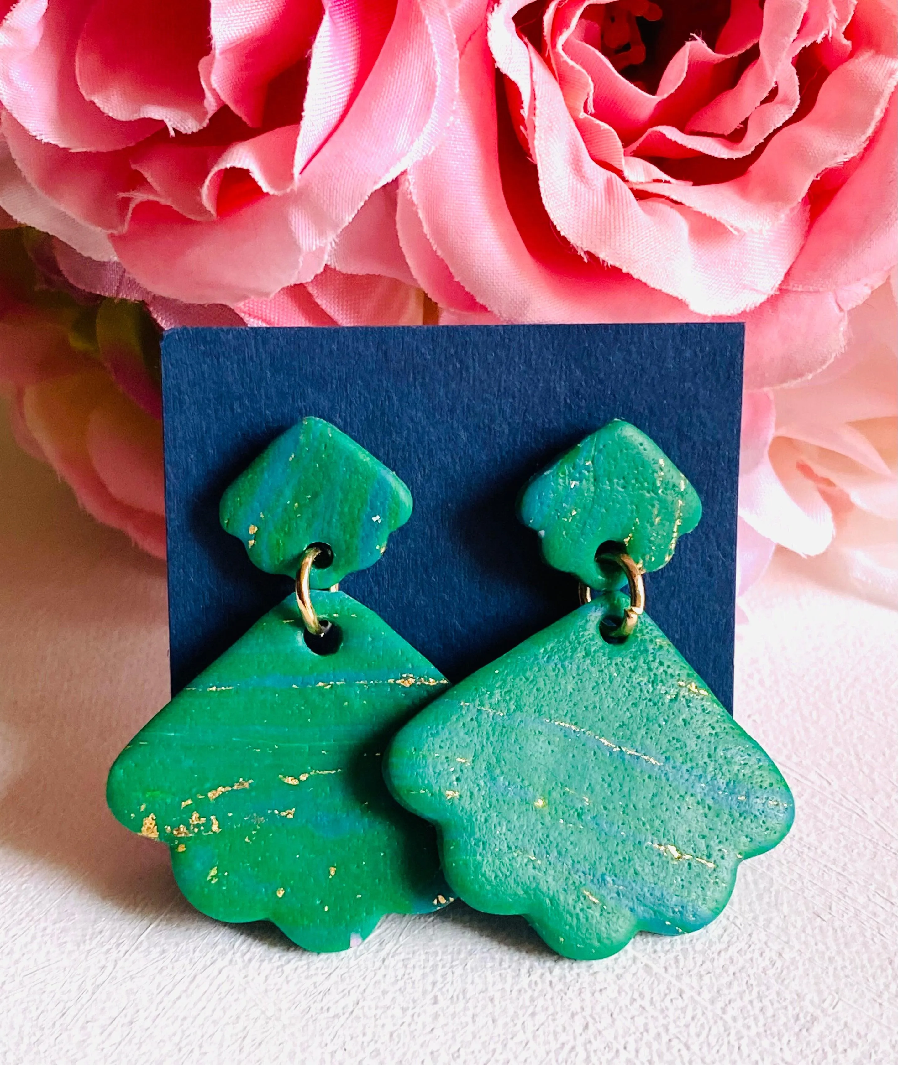 Spring Green Earrings/ Green Clay Earrings, Statement Earrings