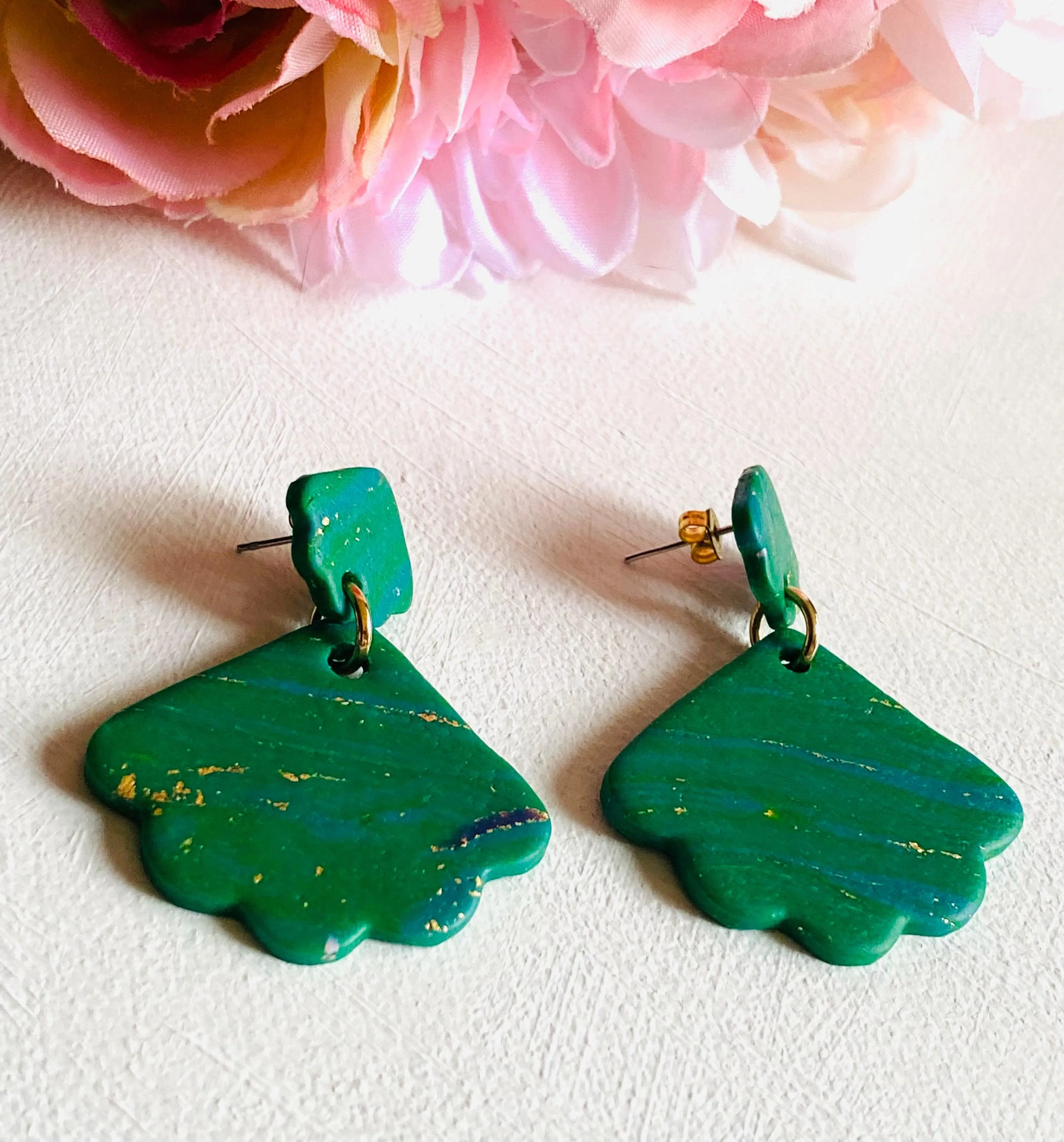 Spring Green Earrings/ Green Clay Earrings, Statement Earrings