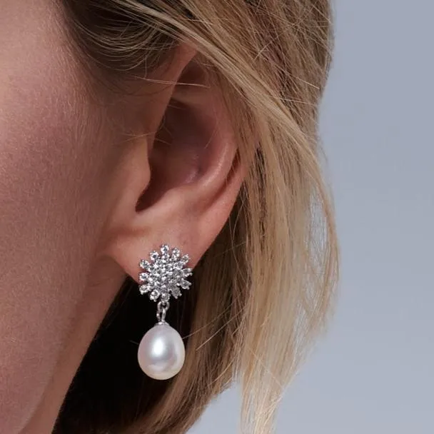 Stella Sparkle Drop Earrings With Cultured Freshwater Pearls