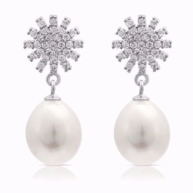 Stella Sparkle Drop Earrings With Cultured Freshwater Pearls