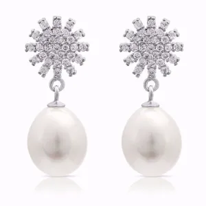 Stella Sparkle Drop Earrings With Cultured Freshwater Pearls