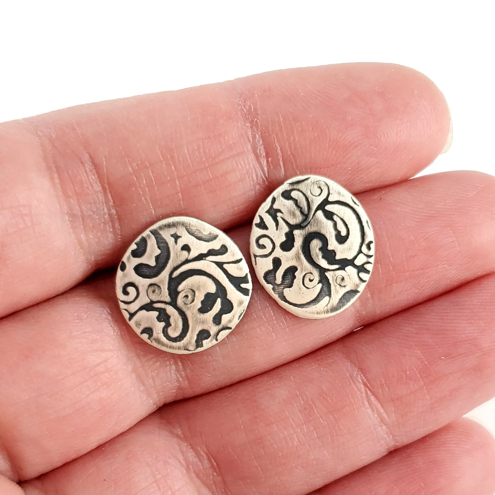 Sterling & Coin Silver Eco Chic Filigree Stud Earrings