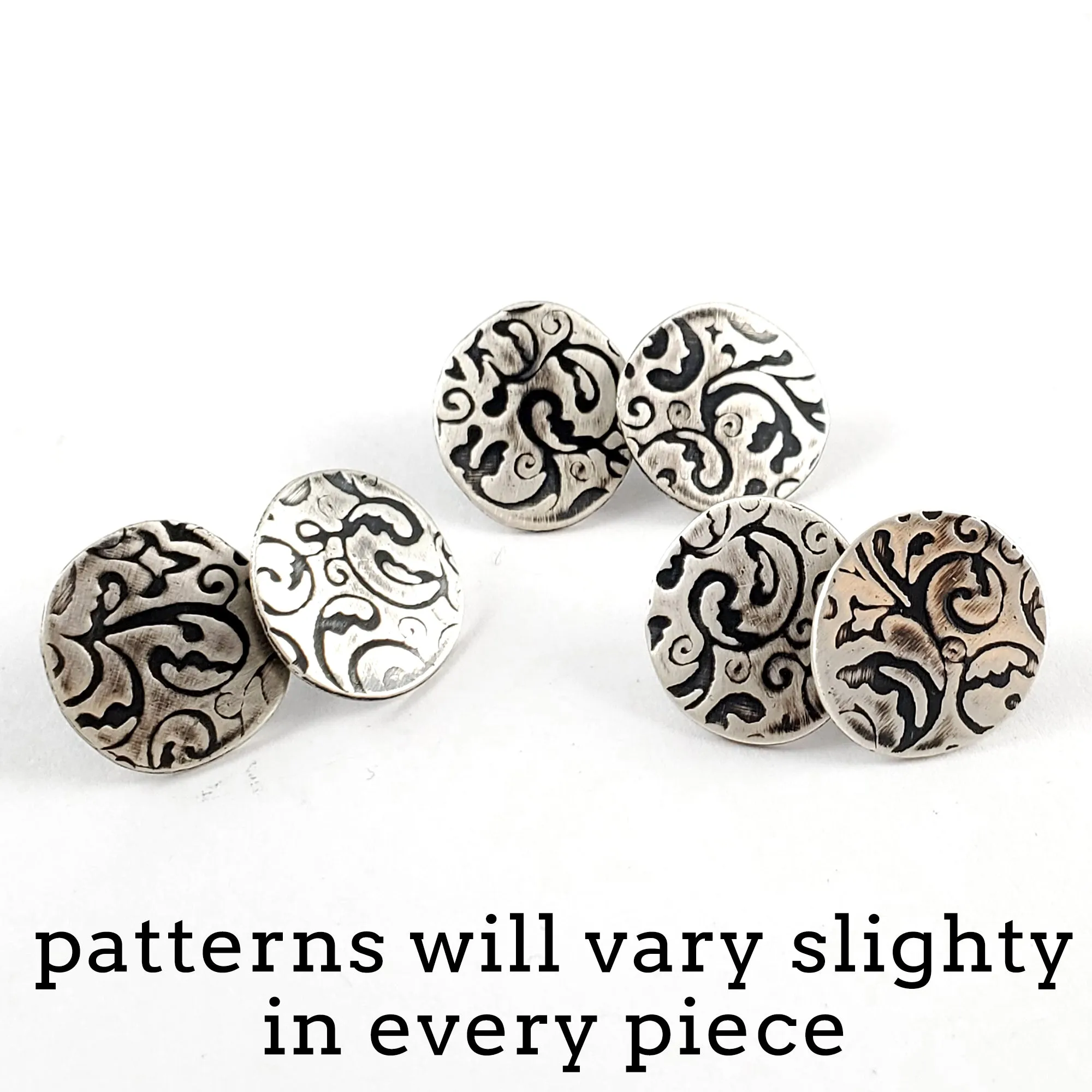 Sterling & Coin Silver Eco Chic Filigree Stud Earrings