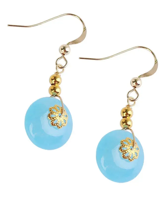 Sterling Silver 14K Gold Chalcedony Drop Earrings