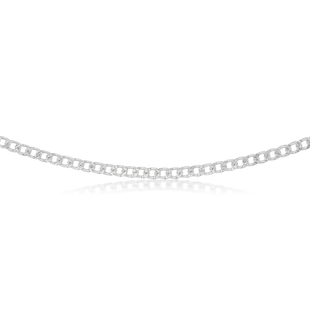 Sterling Silver Fancy Diamond Cut Curb 120 Gauge 45cm Chain