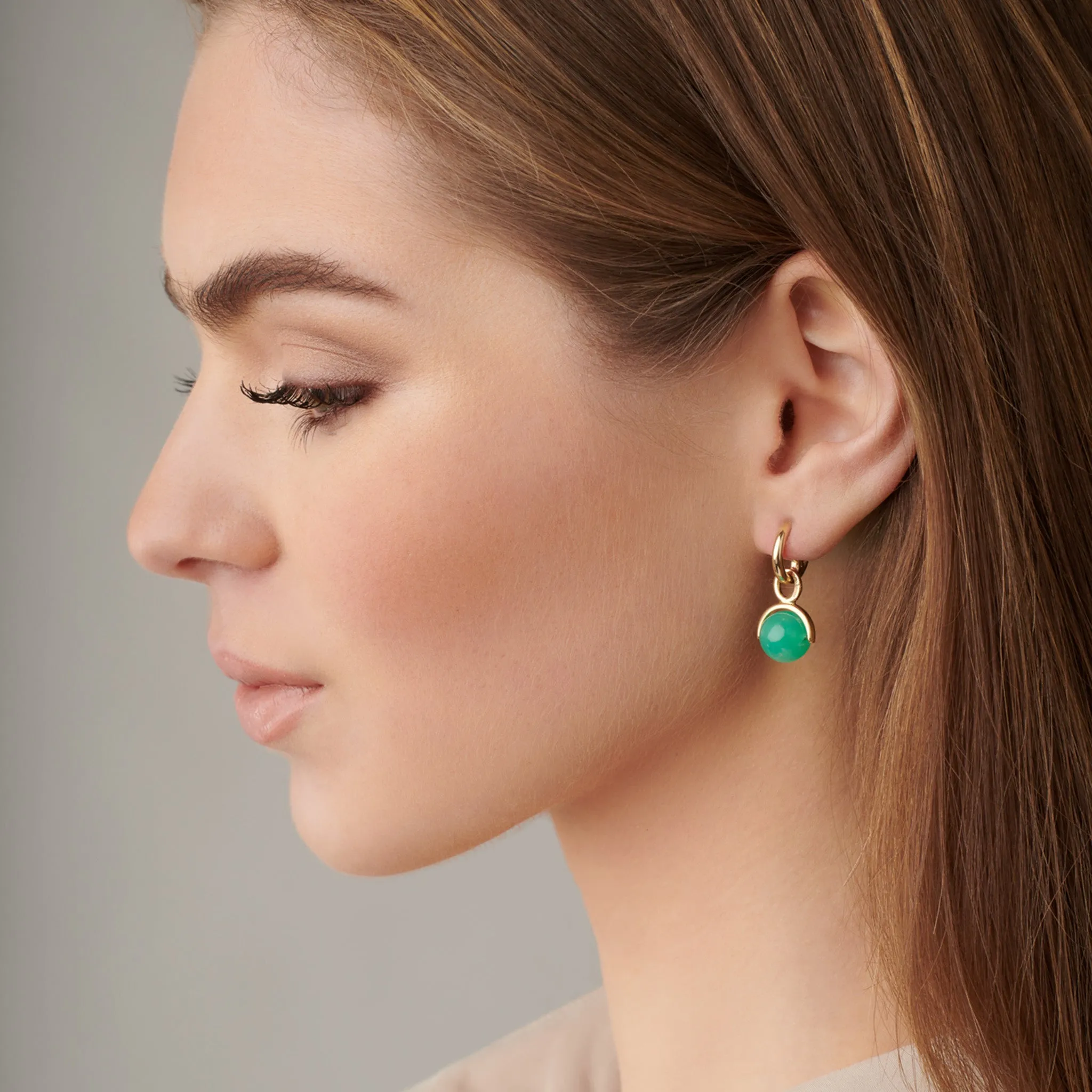 Stirrup Earrings Drops Yellow Gold - Malachite