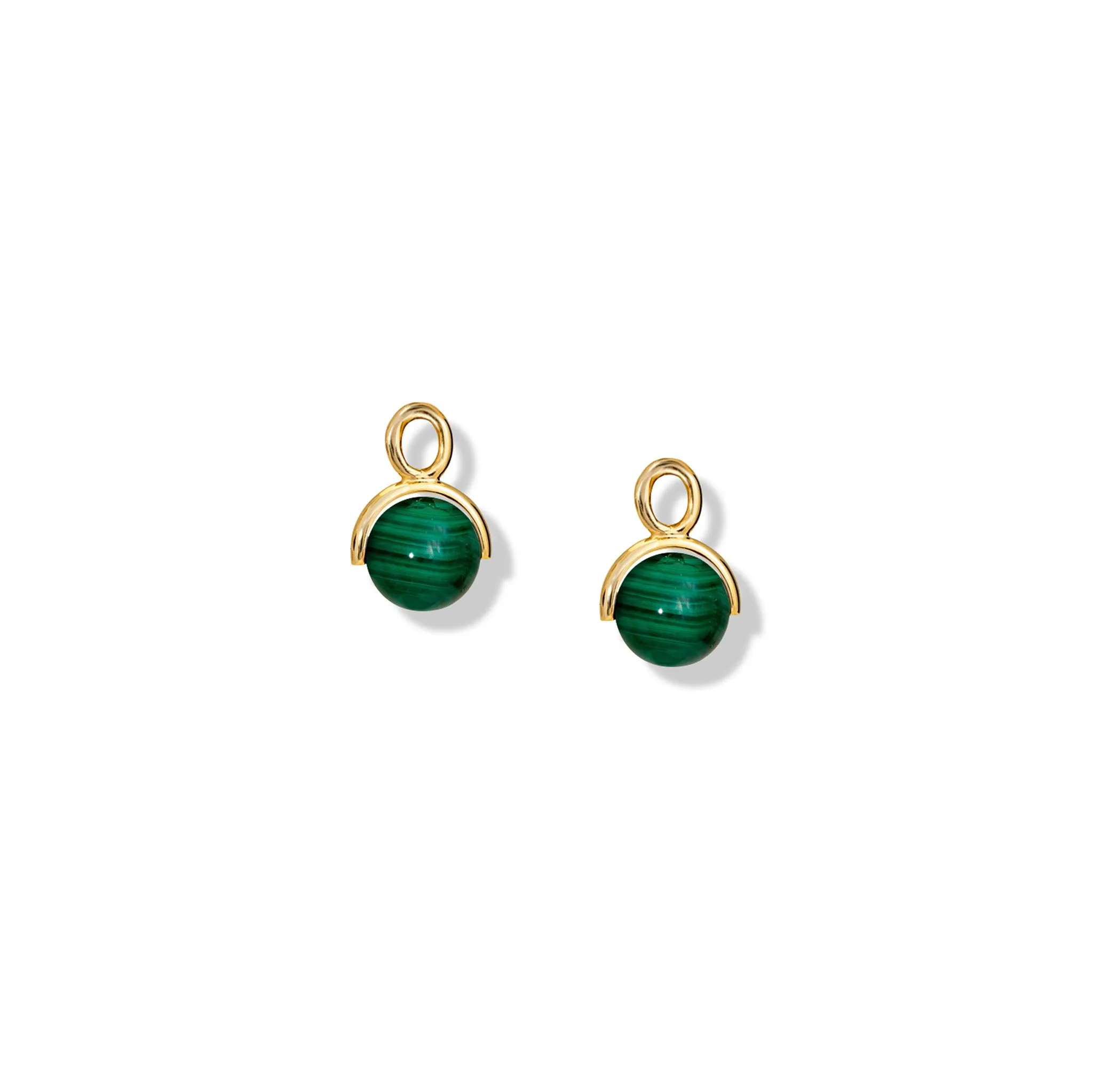 Stirrup Earrings Drops Yellow Gold - Malachite