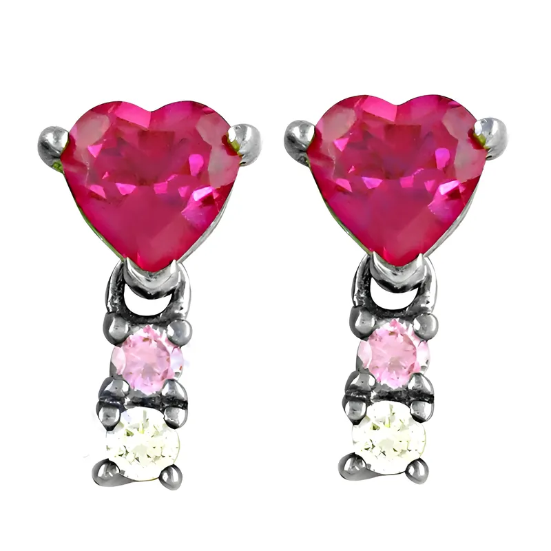 Stylish CZ Gemstone Silver Earrings | Lovely Heart Design