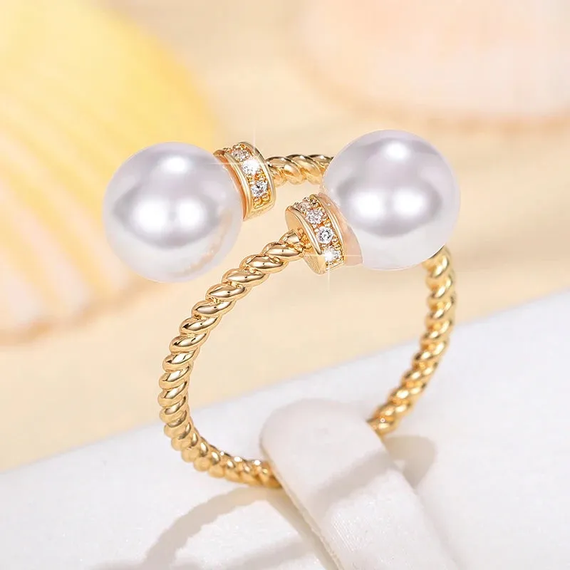 TEEK - Double Imitation Pearl Ring