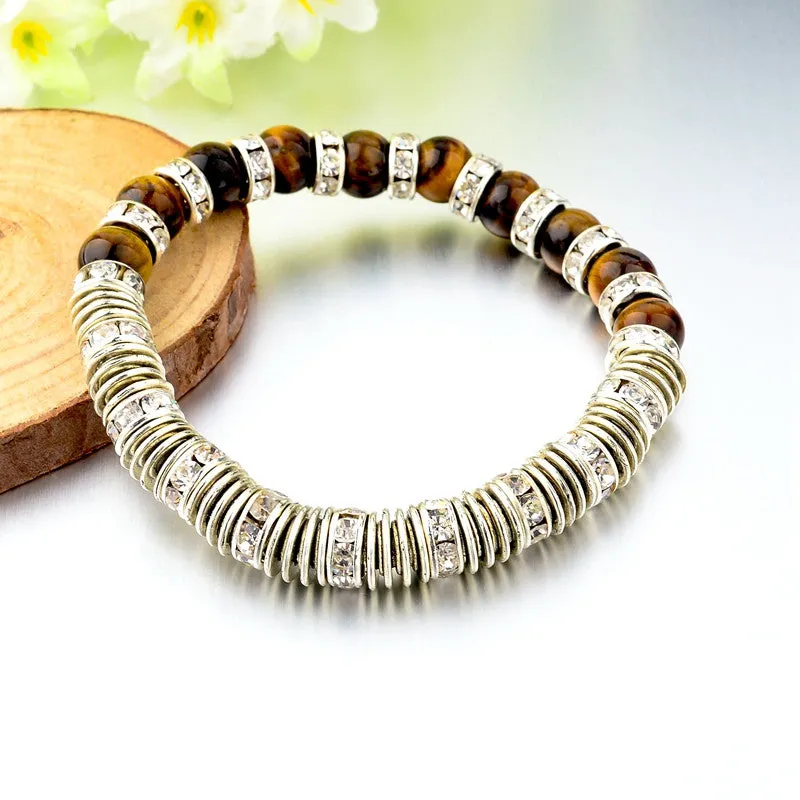 Tiger Eye Natural Stone Bracelets For Women And Men Jewelry Silver Beads Friendship Charm Bracelets & Bangles Nomination Gifts