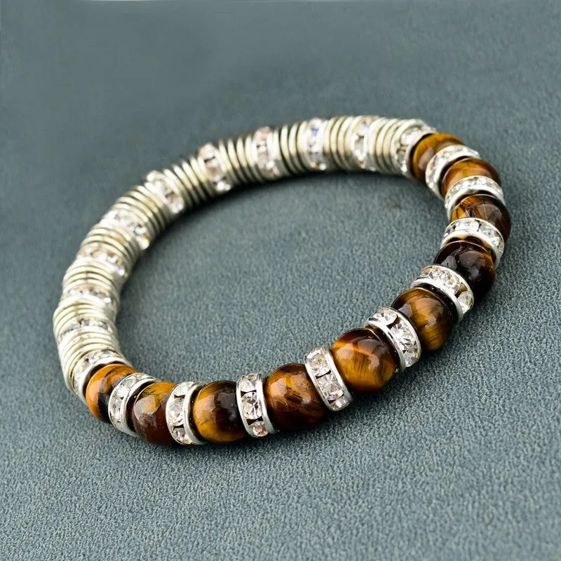 Tiger Eye Natural Stone Bracelets For Women And Men Jewelry Silver Beads Friendship Charm Bracelets & Bangles Nomination Gifts