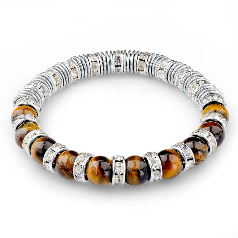 Tiger Eye Natural Stone Bracelets For Women And Men Jewelry Silver Beads Friendship Charm Bracelets & Bangles Nomination Gifts