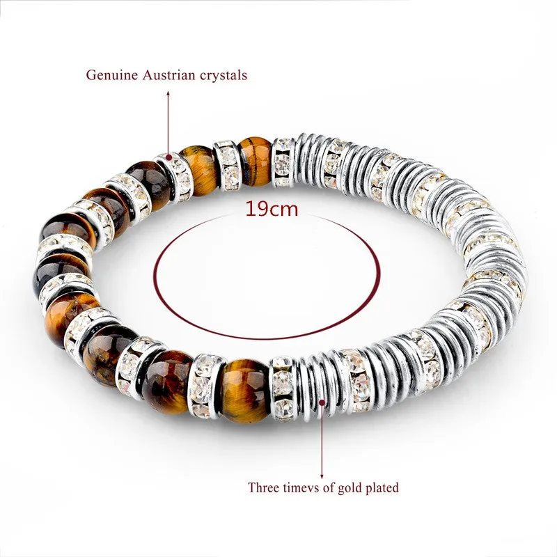 Tiger Eye Natural Stone Bracelets For Women And Men Jewelry Silver Beads Friendship Charm Bracelets & Bangles Nomination Gifts