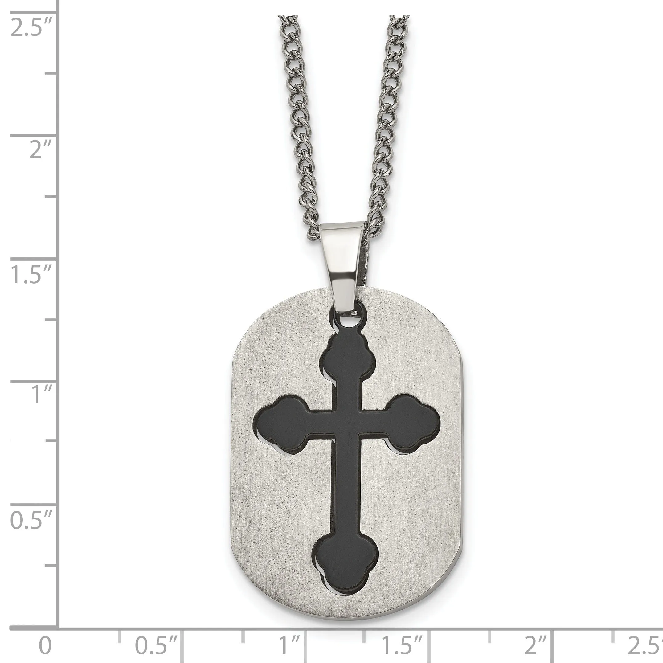 Titanium Black Plated Moveable Cross Dog Tag Chain