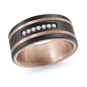 Titanium with Carbon Fiber and 14K Rose Gold Ring from the Titanium Collection by Malo - MRDTI-015-9BPD