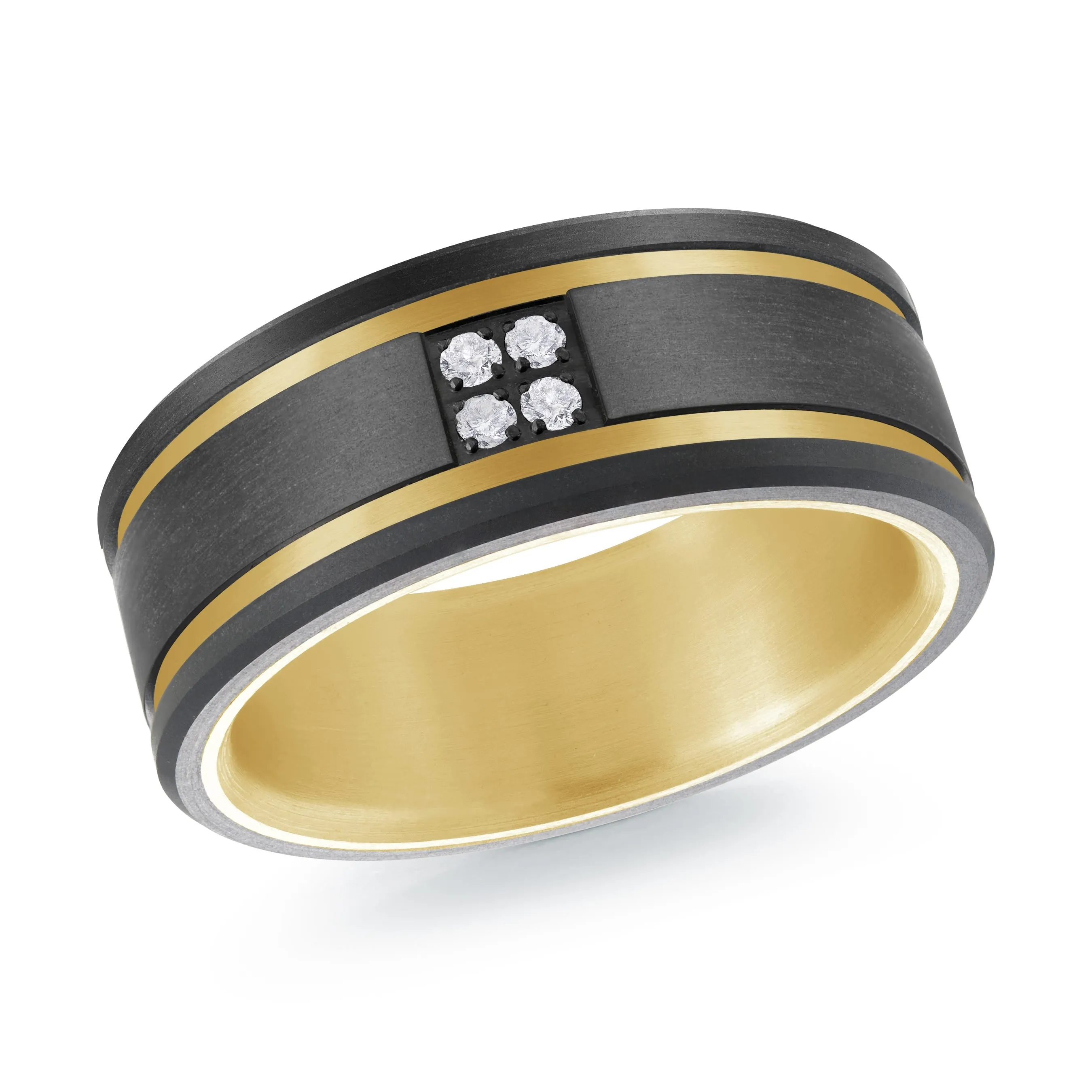 Titanium with Carbon Fiber and 14K Yellow Gold Ring from the Titanium Collection by Malo - MRDTI-016-9BYD