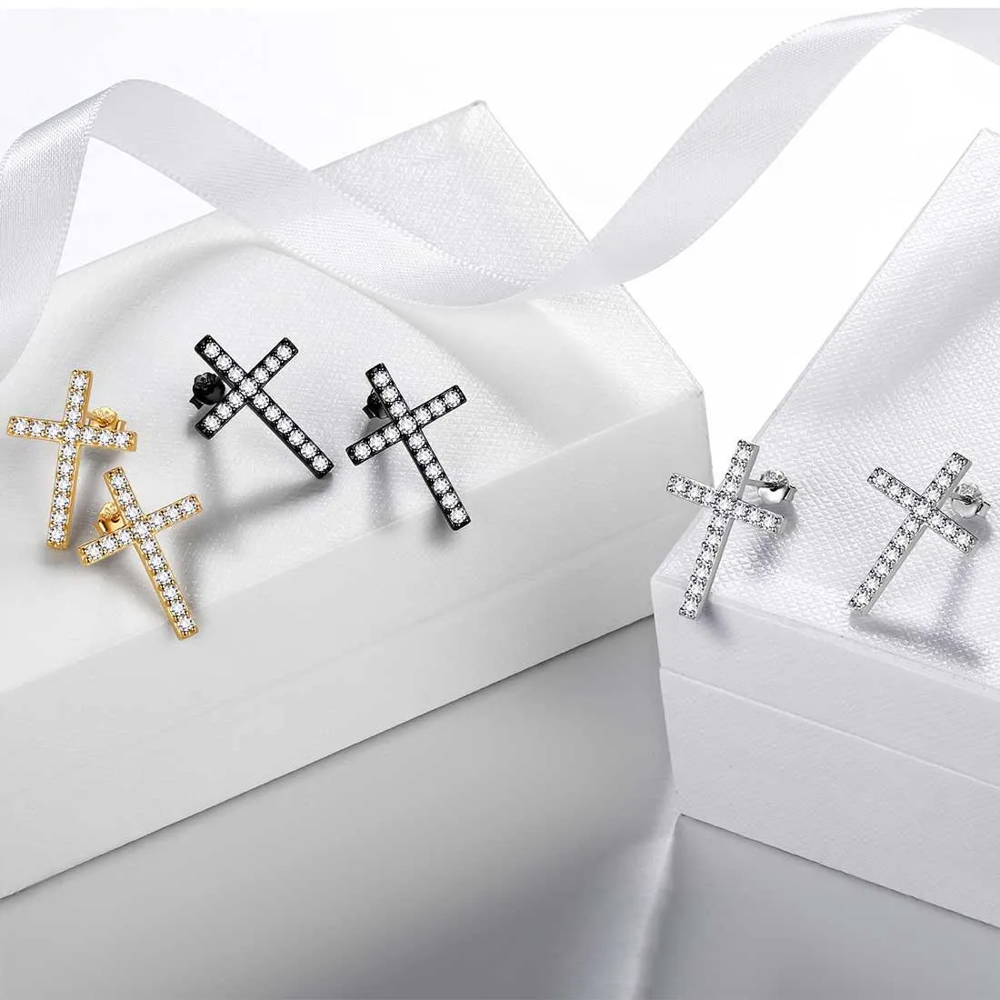 Tokyo Mart Classic Cross Stud Earrings Women Mens Jewelry Sterling Silver