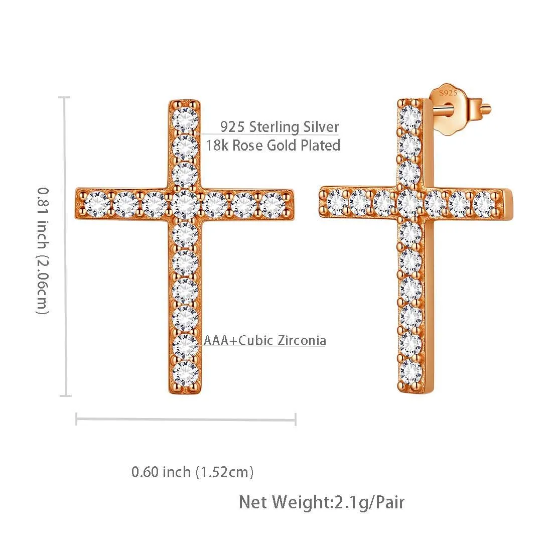 Tokyo Mart Classic Cross Stud Earrings Women Mens Jewelry Sterling Silver