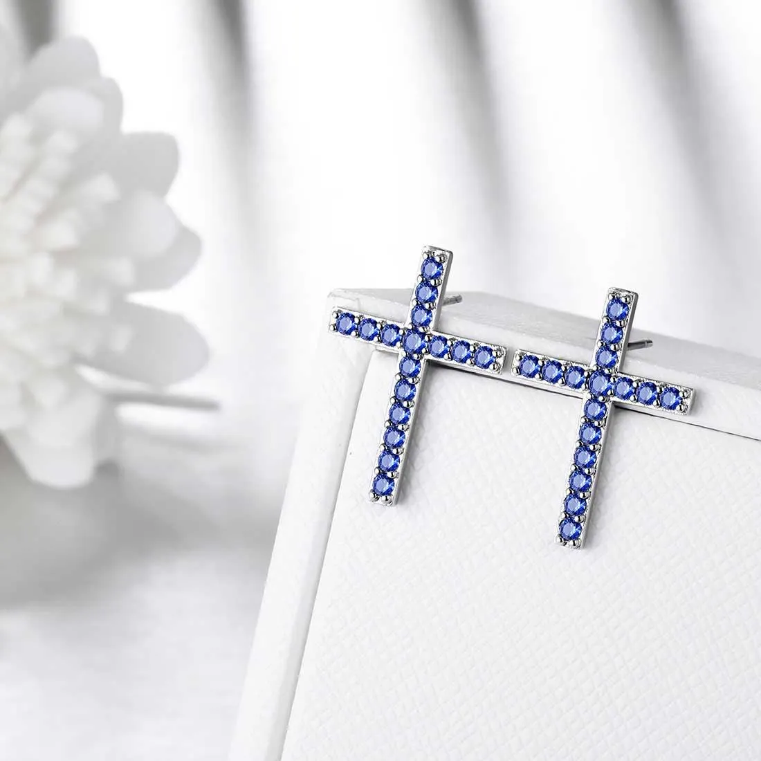 Tokyo Mart Classic Cross Stud Earrings Women Mens Jewelry Sterling Silver