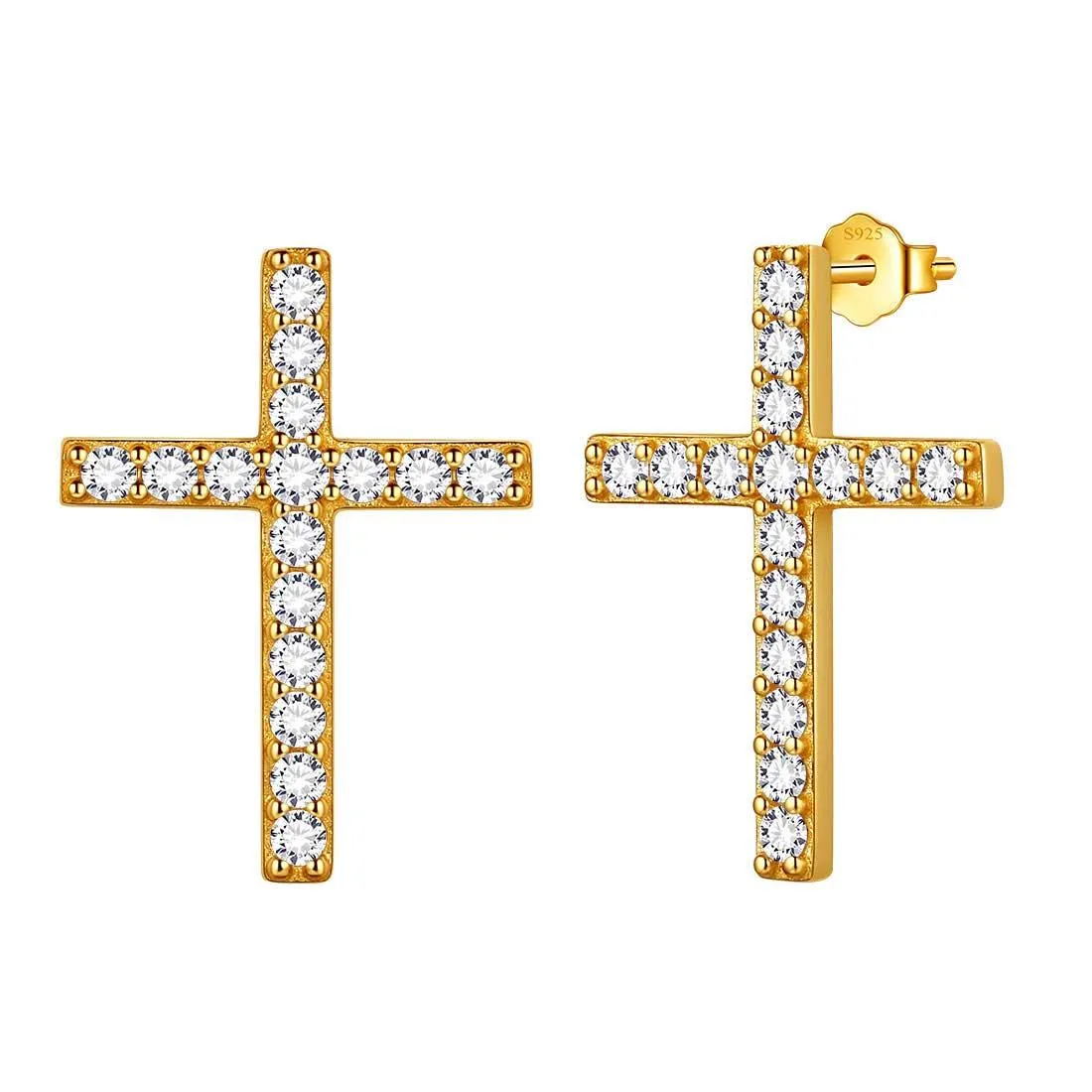 Tokyo Mart Classic Cross Stud Earrings Women Mens Jewelry Sterling Silver