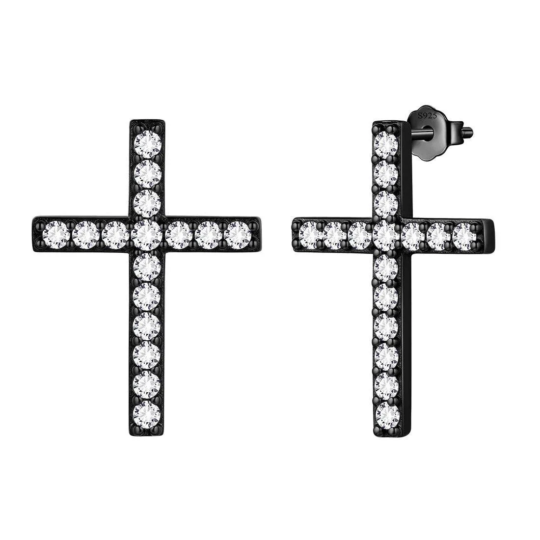 Tokyo Mart Classic Cross Stud Earrings Women Mens Jewelry Sterling Silver