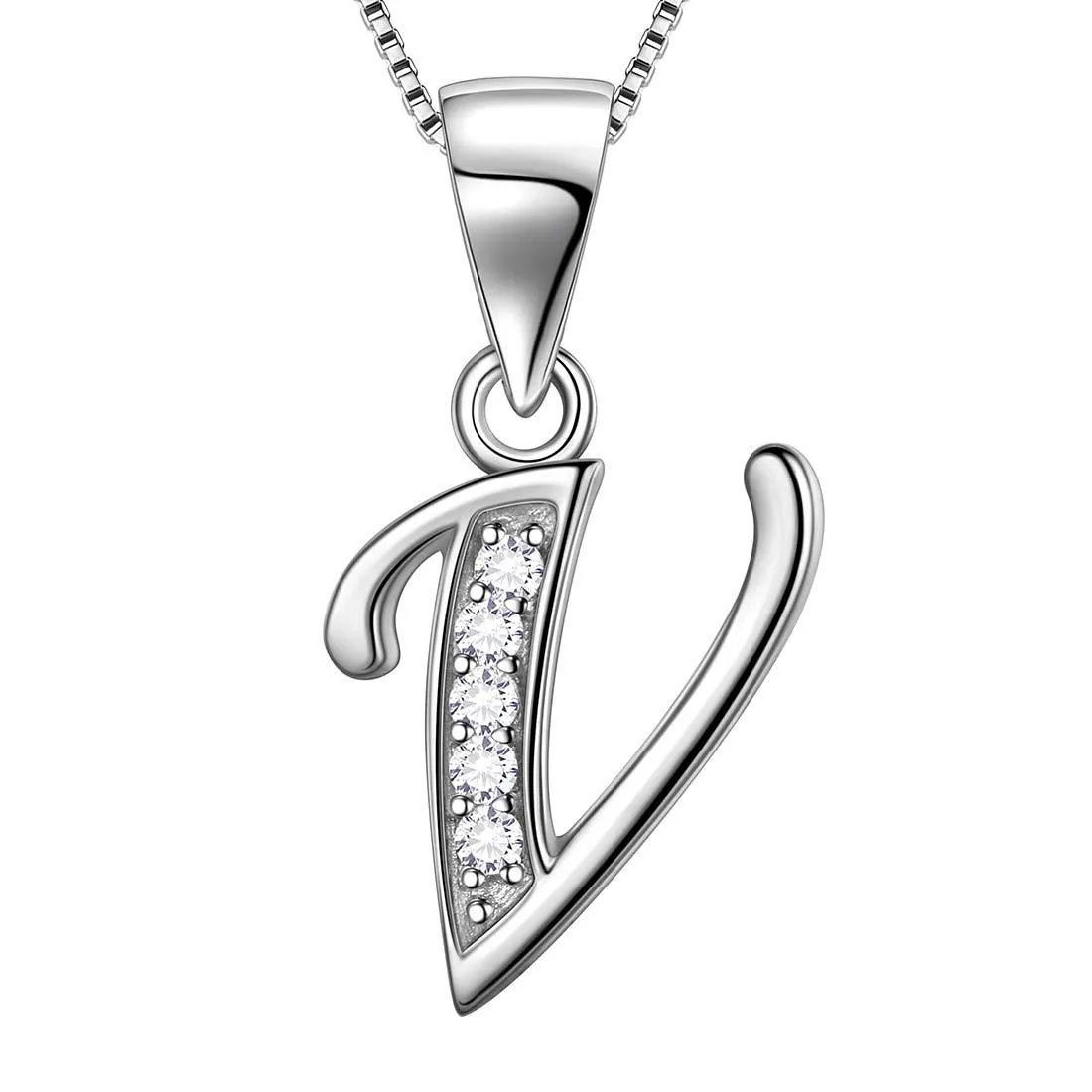 Tokyo Mart Letter V Initial Necklaces Pendant Women Men Name Jewelry Gift 925 Silver