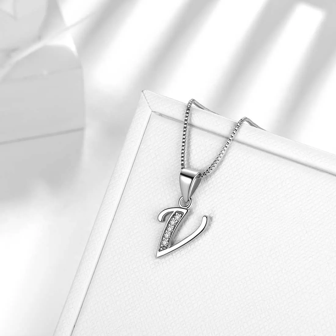 Tokyo Mart Letter V Initial Necklaces Pendant Women Men Name Jewelry Gift 925 Silver