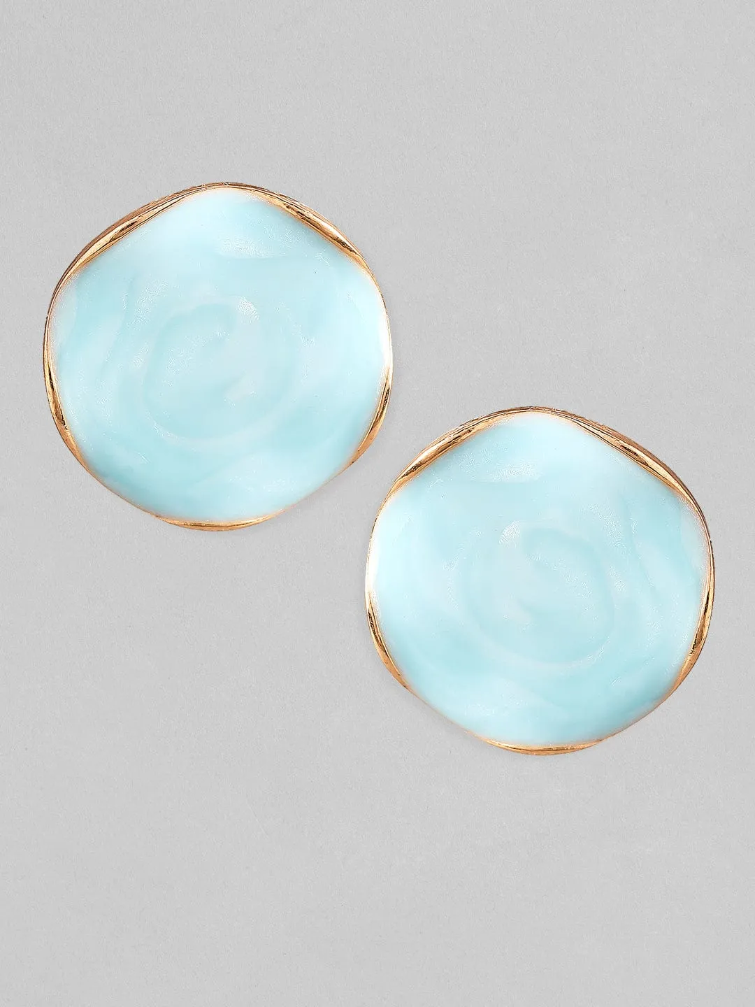 TOKYO TALKIES X Rubans Chic Gold Tone Blue Resin Stud Earrings